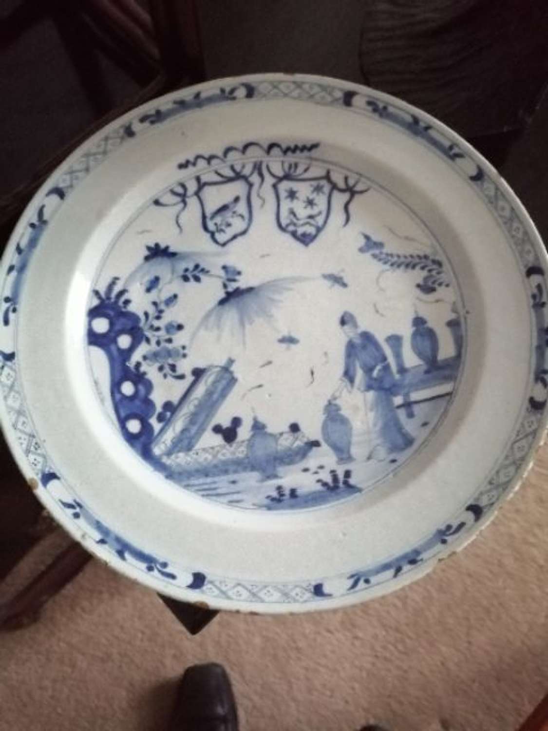17th Century Dutch Delft Armorial  Charger
