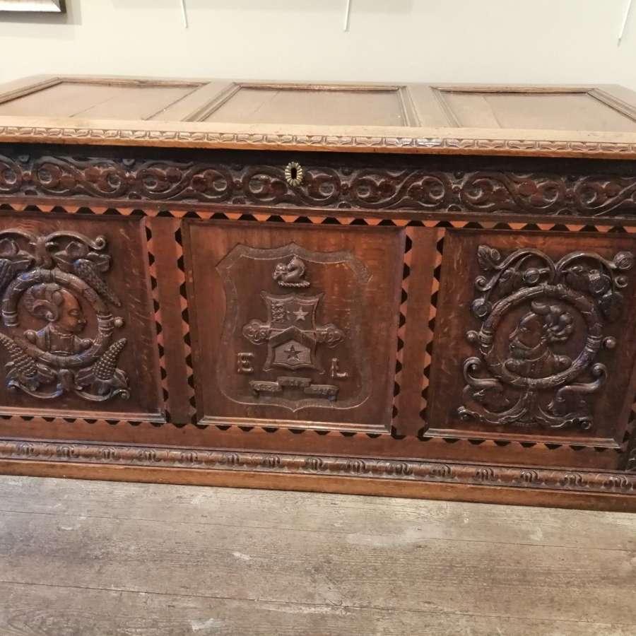 A Rare 19th Century Carved Chest In The Romayne Style