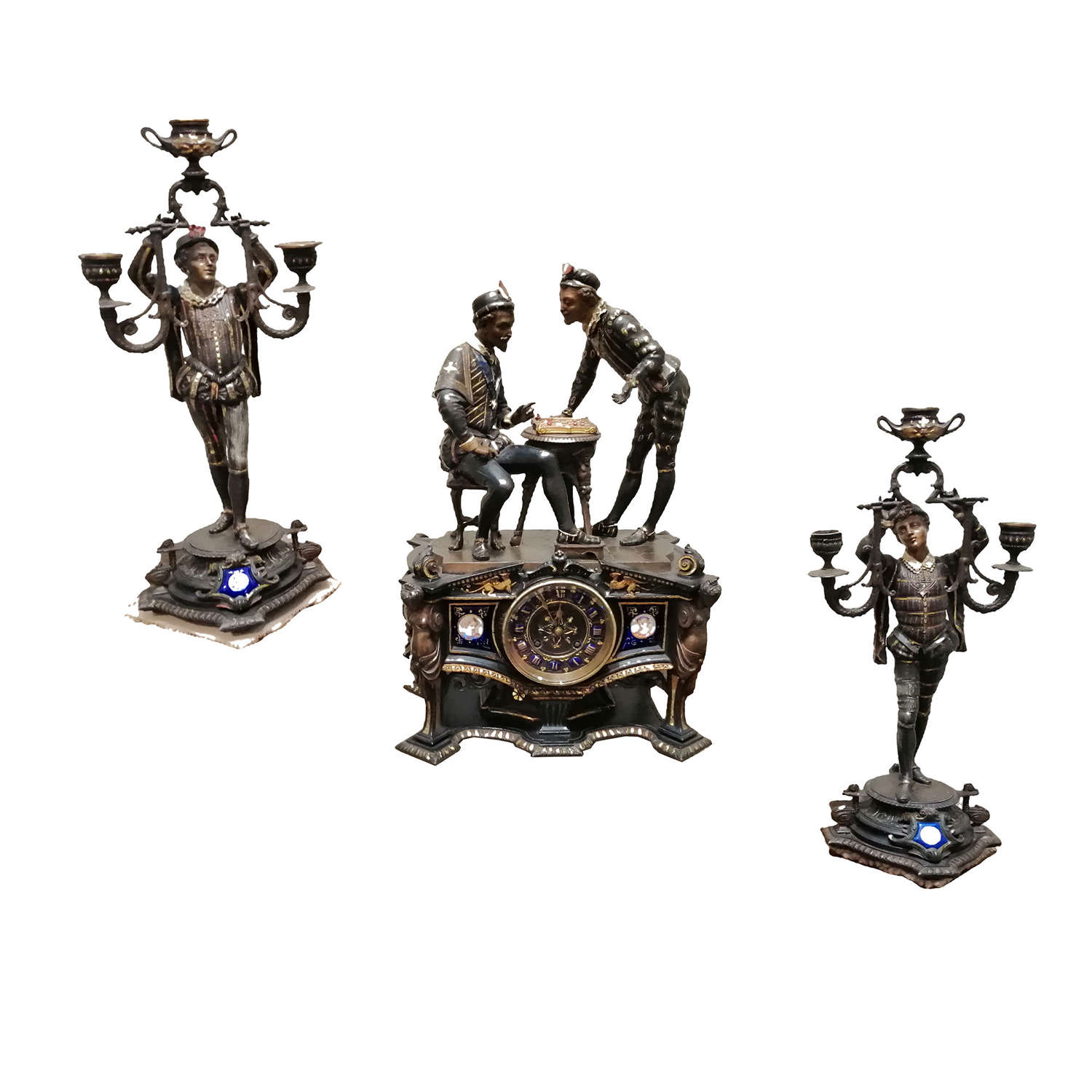 An Outstanding Quality And Unusual  French Clock Garniture