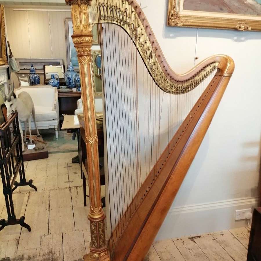 A Beautiful Erard Gothic Concert Maple And Gilt Harp