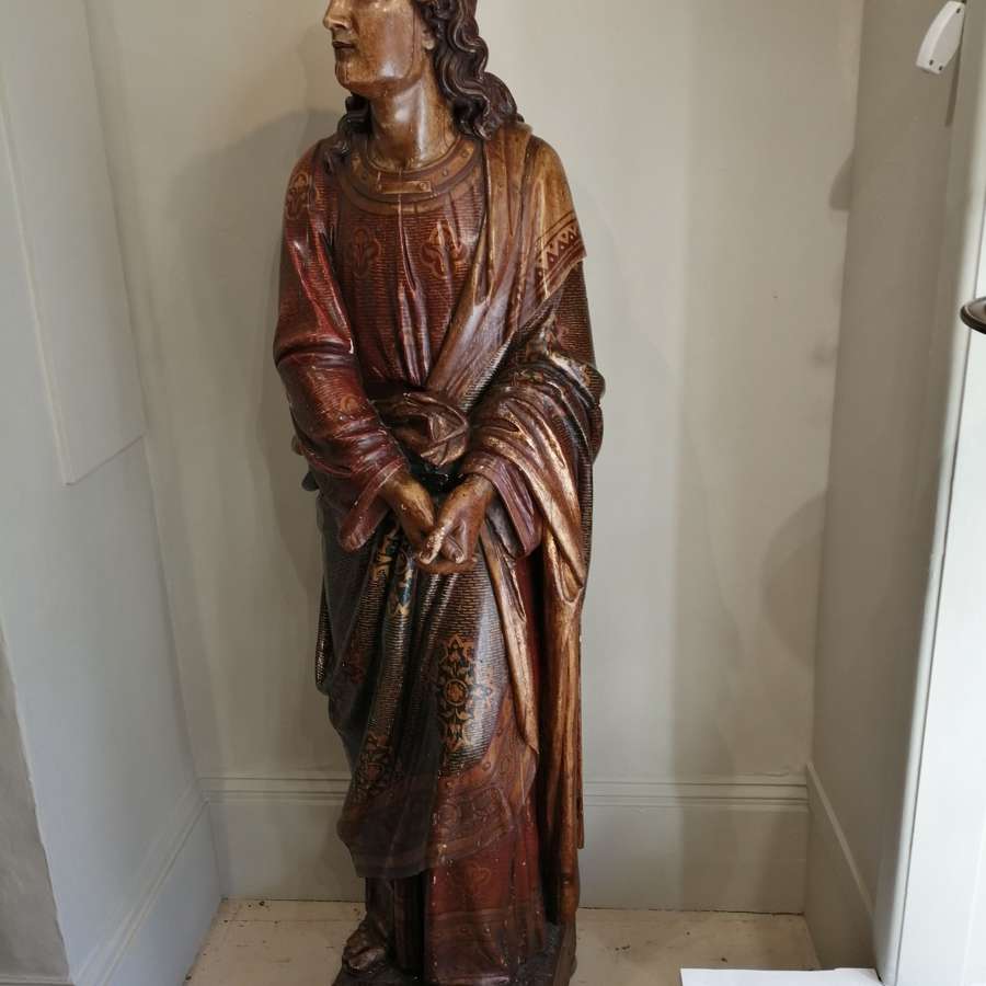A Rare Life Size 18th Century Carved Figure Of St John The Evangelist