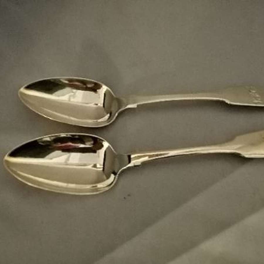A Fine Pair Of 19th Century Exeter Silver Tablespoons