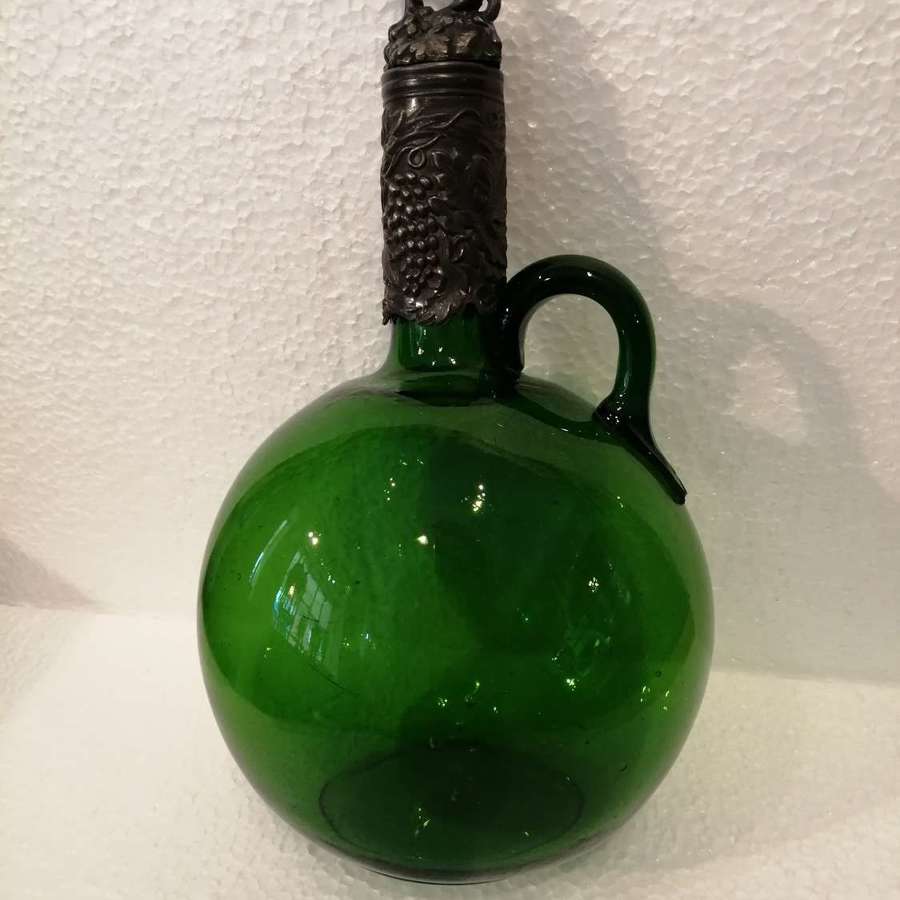 A  lovely colour 19th century Bristol green glass flagon