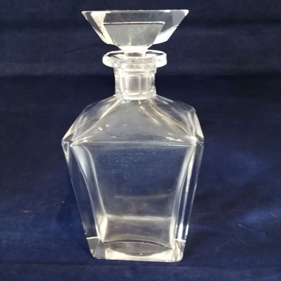 A stylish solid glass Art Deco style spirit decanter