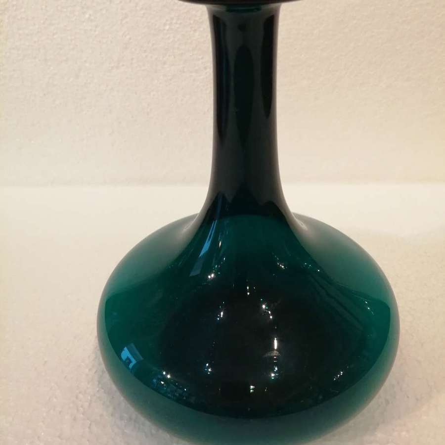 A 19th century peacock blue mell shaped decanter