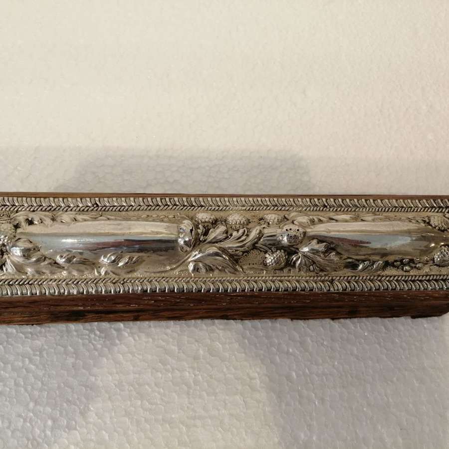 An Arts & Crafts silver topped oblong box