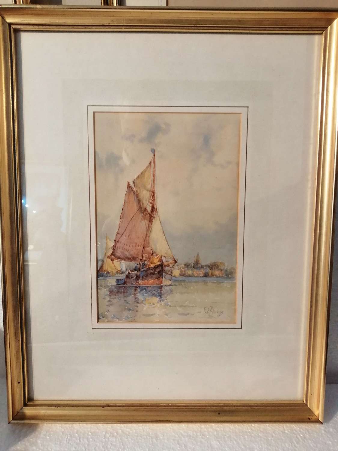 A fine quality watercolour of a fishing boat by F J Aldridge