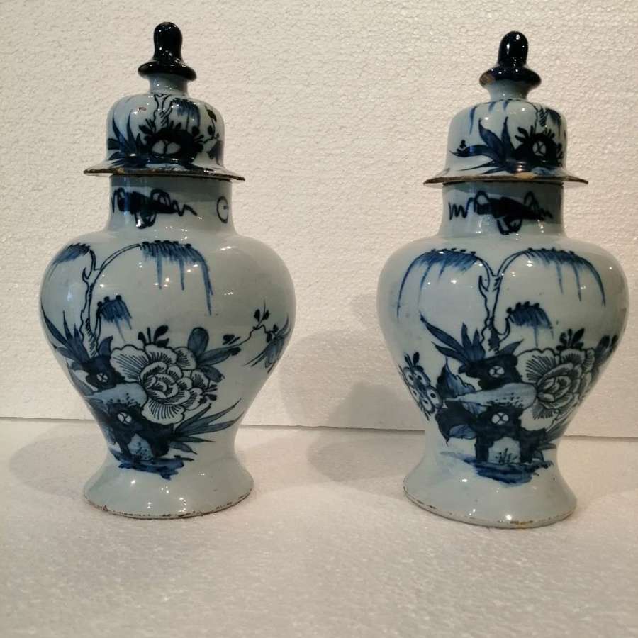 A lovely pair of small 18th century Dutch Delft vases