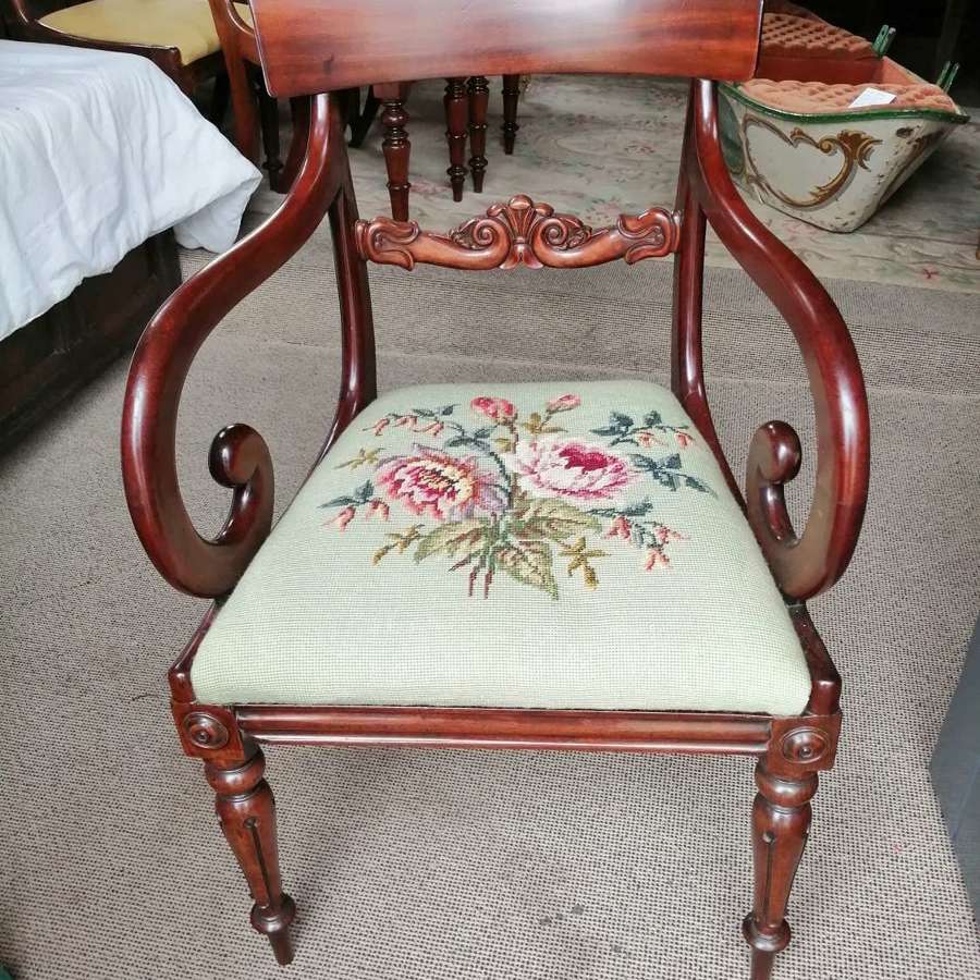 A William IV period mahogany elbow chair