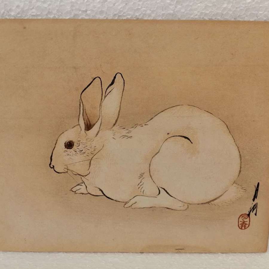 An original Ogata Gekko painting of a rabbit