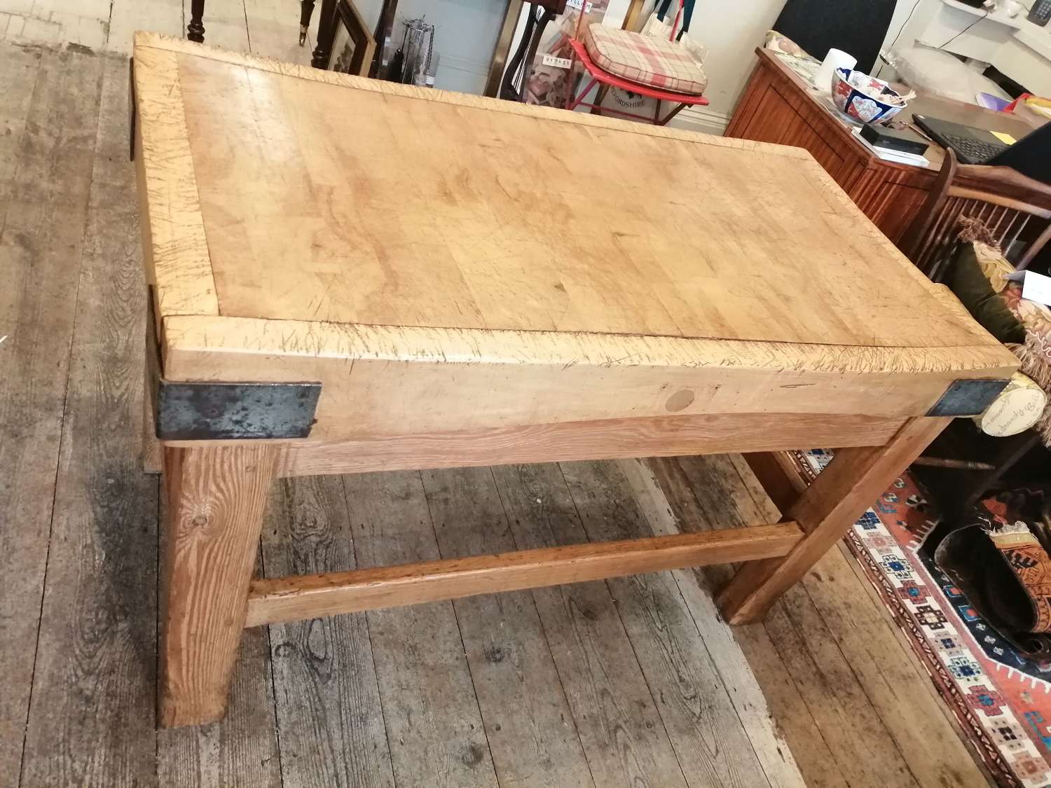 An outstanding early 20th century butchers block
