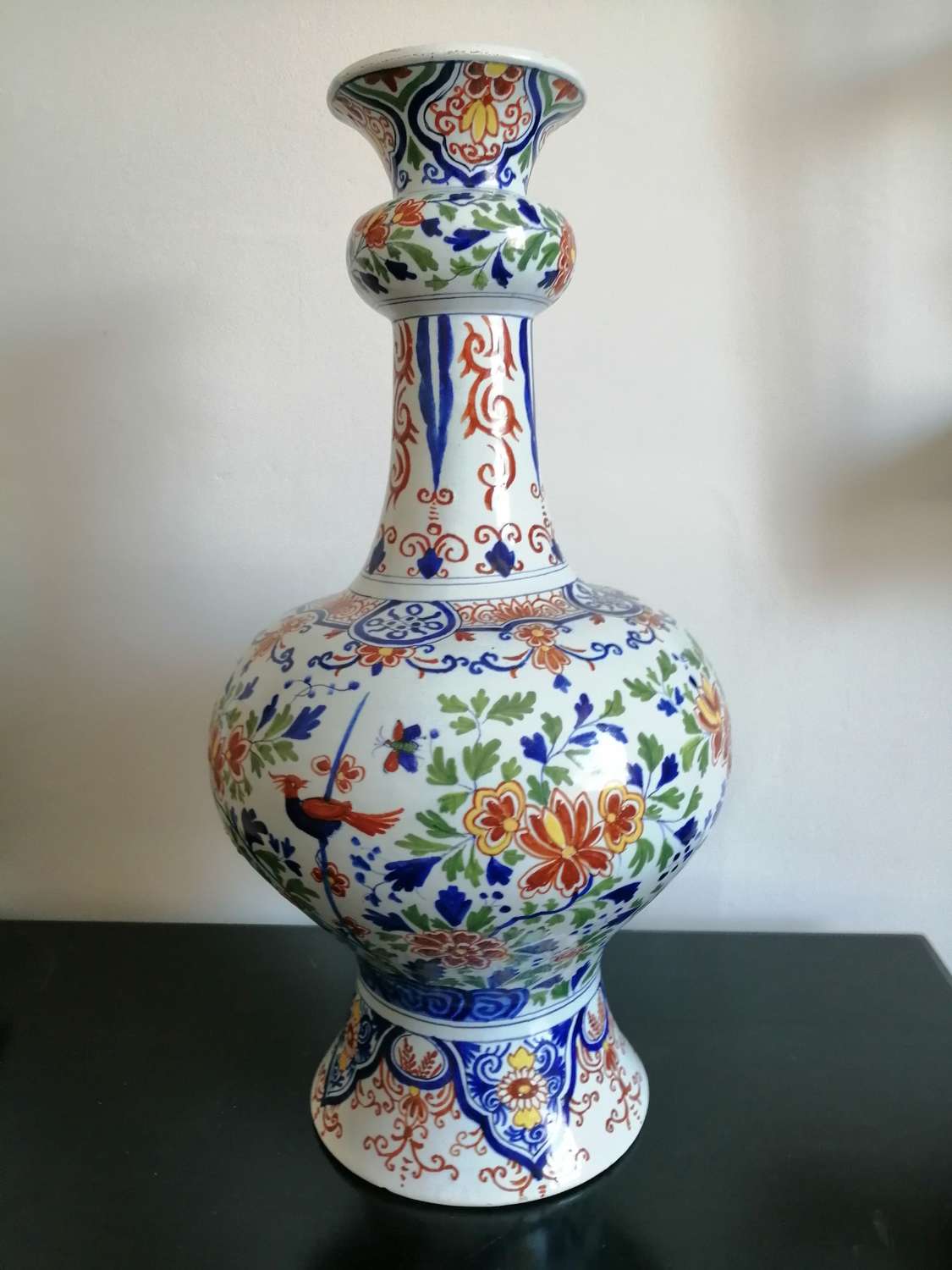 An unusual polychrome Dutch delft gourd vase