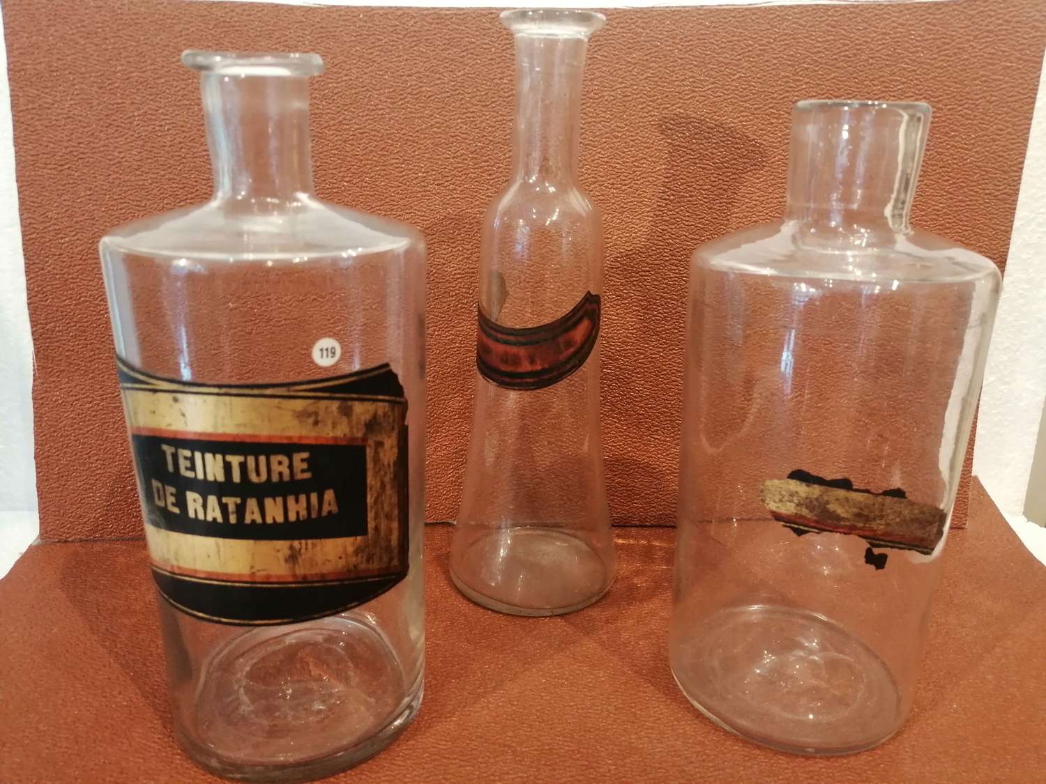 A  selection of Victorian glass Apothecary bottles