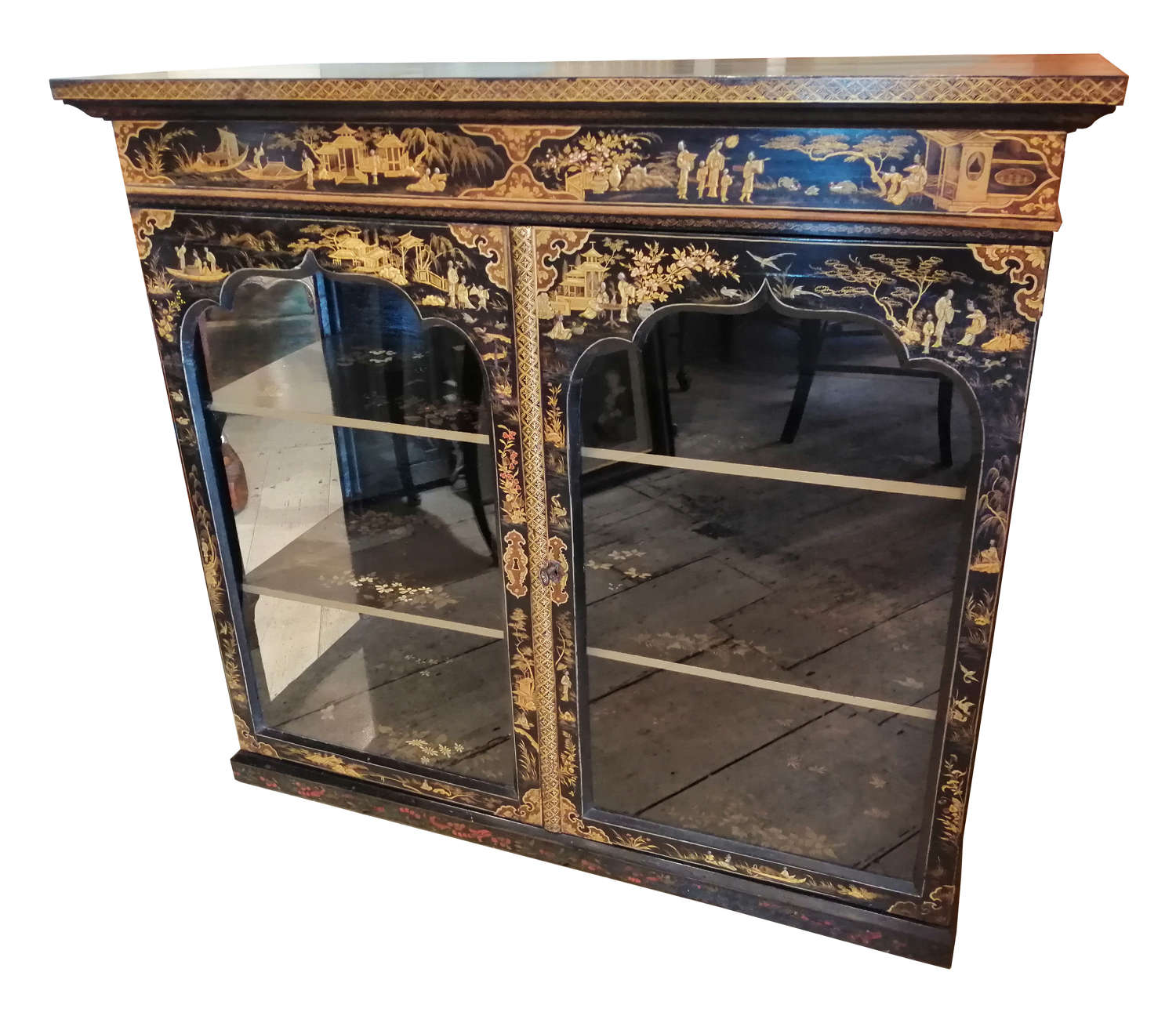 An outstanding 19th century Chinese lacquer display cabinet