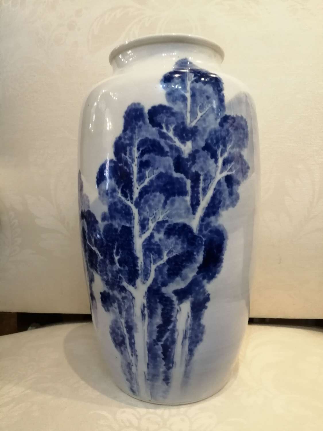 A late Meiji period Japanese blue and white vase