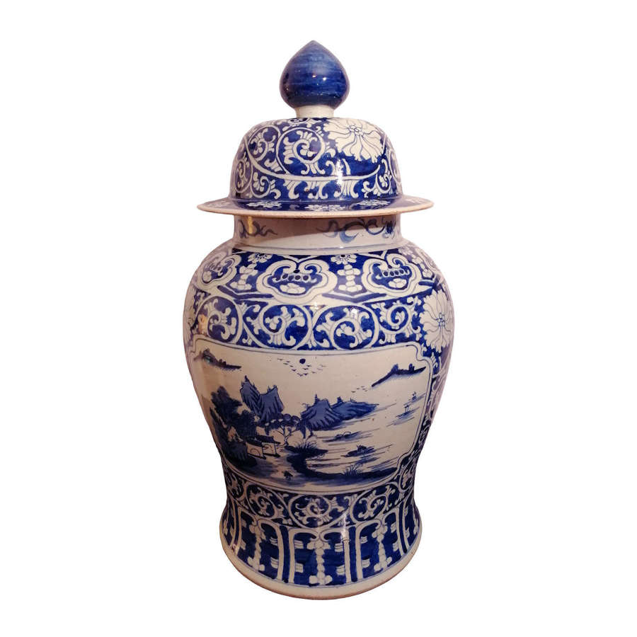 A spectacular Chinese blue & white floor vase