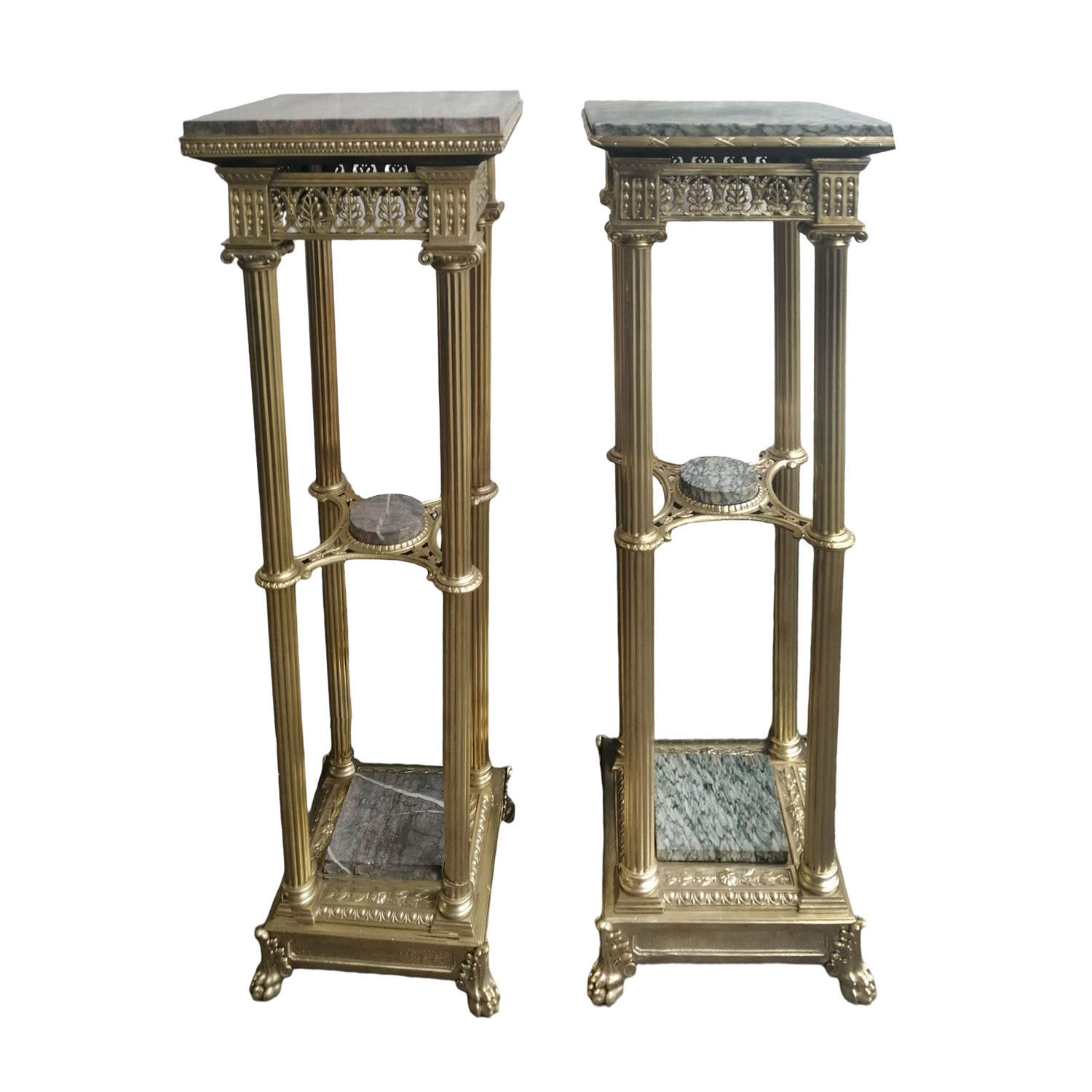 A fine quality matched pair of French 3 tier stands