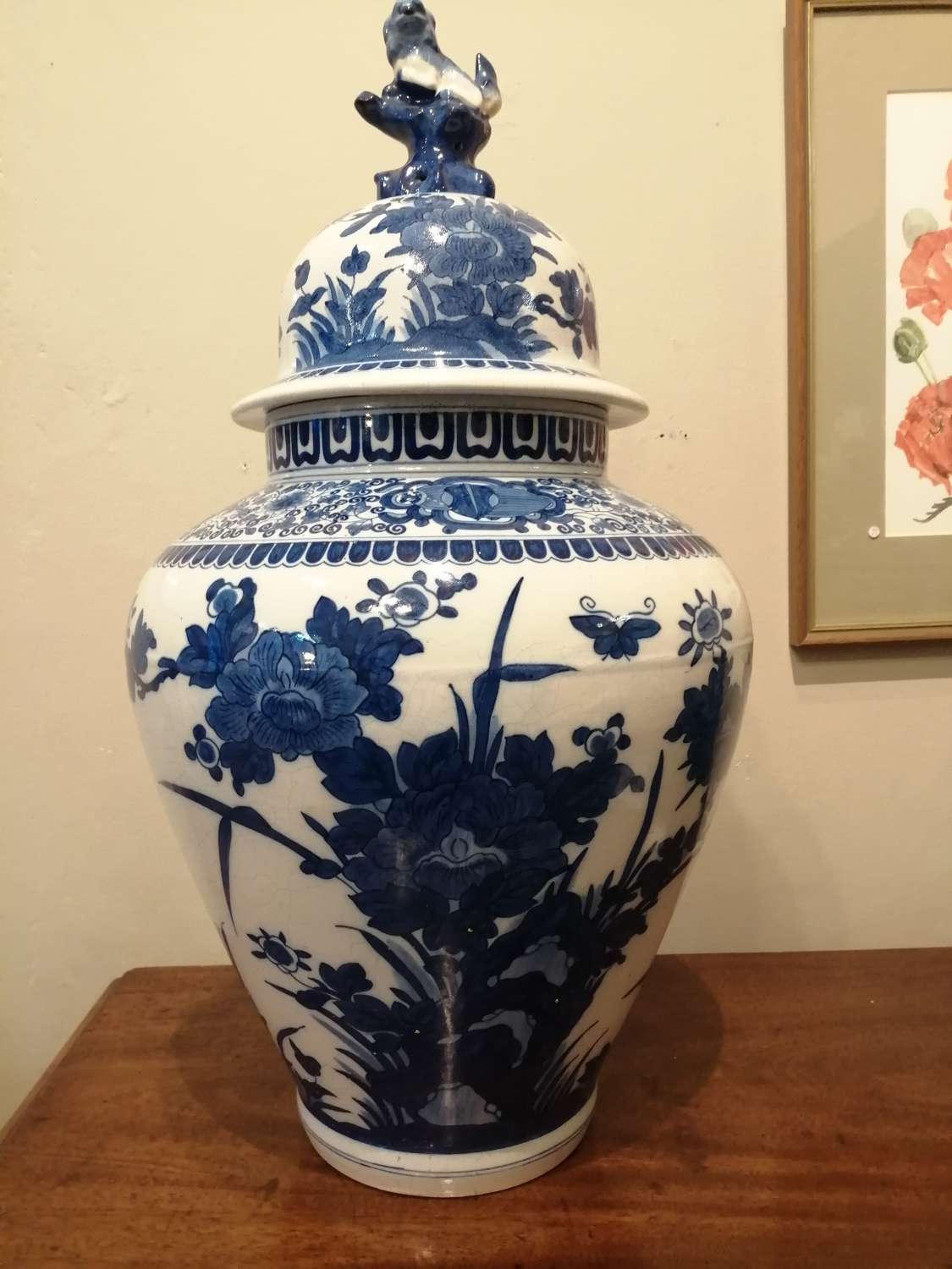 An impressive Dutch Delft blue & white vase & cover