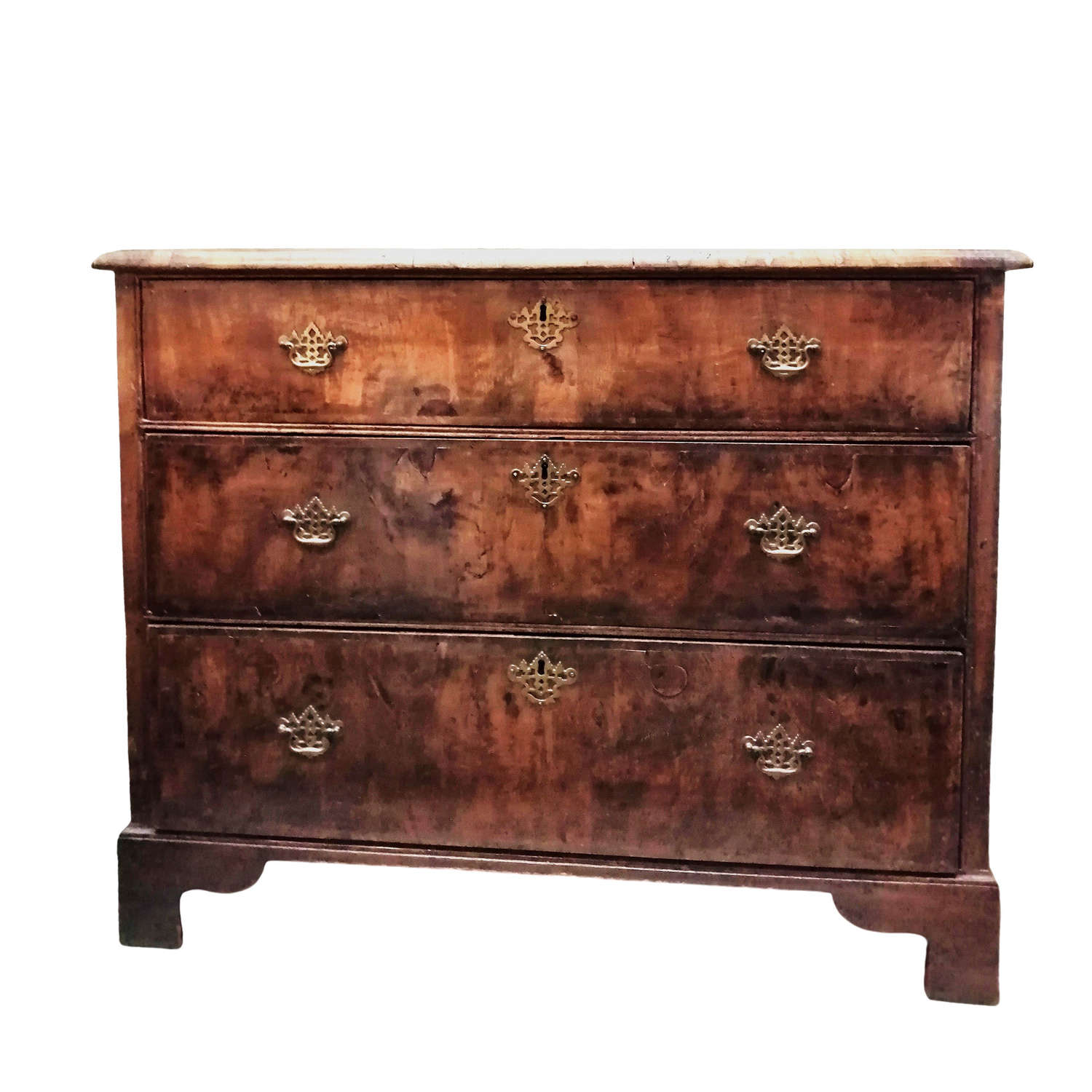 An 18th century figured pollard oak chest of drawers